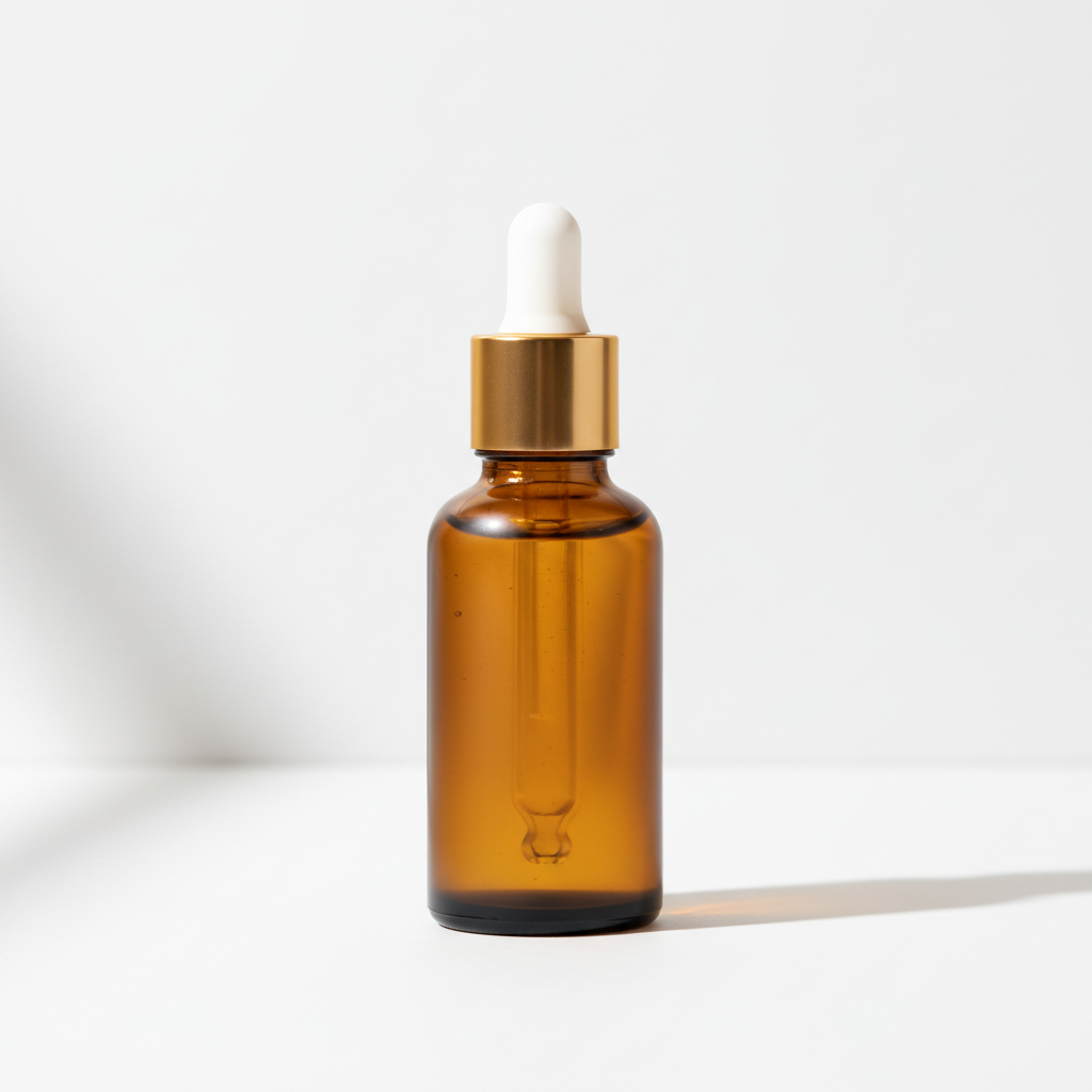 Peptide Youth Serum - frasco âmbar com conta-gotas dourado