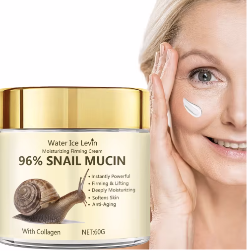 MillahGlow Snail Mucin 96% Cream - frasco e aplicação
